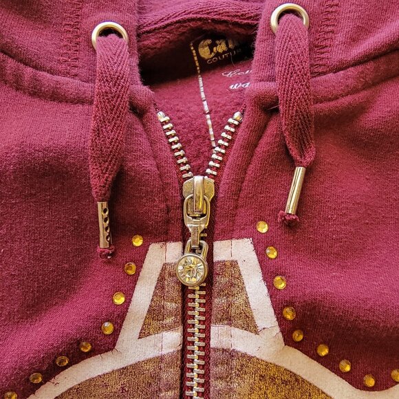 ASU Sun Devils Full Zip Up Hoodie Sweatshirt Jacket, Maroon, Womens Size M - Picture 5 of 9